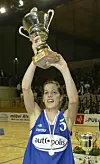 Claire Margue après la finale 2004 de Coupe des Dames entre Contern et le T71 Dudelange.