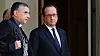 Mgr Lebrun, ici avec le président français François Hollande, après leur entretien ce mardi à la suite de l'attaque terroriste dans une église près de Rouen.