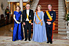 Frank-Walter Steinmeier, le président de la République fédérale d’Allemagne, et son épouse, Elke Büdenbender, lors du dîner de gala du changement de trône.