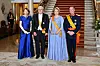 Frank-Walter Steinmeier, le président de la République fédérale d’Allemagne, et son épouse, Elke Büdenbender, lors du dîner de gala du changement de trône.