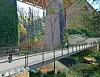 Voilà à quoi ressemblera la passerelle, au pied du viaduc. Projection : vdl