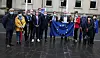 La journée de L’Europe, célébrée le 9 mai, a été l’occasion de manifester pour la réouverture des frontières, comme ici à Dudelange, où Dan Biancalana (au c.) est au côté du maire de Volmerange-les-Mines, Maurice Lorentz.