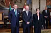 Le couple grand-ducal et le président de l'Assemblée de la République, Augusto Santos Silva, ce jeudi à Lisbonne. (Maison du Grand-Duc/Sophie Margue)