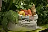 Un sac de fruits présenté le 8 avril 2016 au 'Salon des allergies alimentaires et des produits sans' porte de Versailles à Paris.