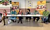 La présidente de l’ASTI, Claire Geier, entourée de membres du service SIMI.
