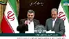 Le vice-ministre iranien de la Santé Iraj Harirchi (à g.) buvant de l’eau lors d’une conférence de presse portant sur l’épidémie de coronavirus, lundi.