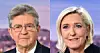 Jean-Luc Mélenchon se méfie davantage de Marine Le Pen que de Jordan Bardella. (Photos : afp)