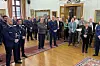 Une partie des policiers de la zone de police lors de la cérémonie des vœux à la maison communale.
