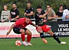 Trani (à gauche), serré par Agovic mais buteur quand même.