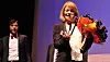 Nicole Calfan à l'ouverture du Festival du film d'amour de Mons, en compagnie du bourgmestre de la ville, Elio Di Rupo (au second plan).