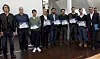Les huit heureux élus se sont présentés à la presse et ont reçu un certificat de participation pour le CES de Las Vegas.