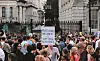 Piquet de protestation, devant les grilles de Downing Street.