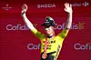 Matthew Brennan, coureur britannique de l'équipe Visma-Lease a bike, était sur le podium ce mercredi.