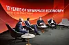 Réunis à Luxexpo The Box, experts et responsables ont dressé le bilan de dix ans d’aventure spatiale luxembourgeoise. Ici de g. à d. : Rainer Horn, Gianluigi Baldesi, Olivier Lemaitre et Alain Claverie.