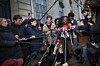 Les représentants des organisations de lycéens, à leur sortie de Matignon, après leur entrevue avec le Premier ministre français ce lundi.