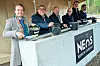 Un coup de truelle des responsables politiques marque le lancement officiel du chantier. (Photos : fabrizio pizzolante)