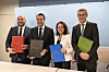 Parmi les signataires de l’accord de coalition, en décembre 2018, seul Xavier Bettel (2e de g.) est encore en fonction. Étienne Schneider (à g.) et Corinne Cahen ont démissionné. Félix Braz a été victime d'un accident cardiaque.