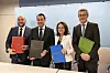 Parmi les signataires de l’accord de coalition, en décembre 2018, seul Xavier Bettel (2e de g.) est encore en fonction. Étienne Schneider (à g.) et Corinne Cahen ont démissionné. Félix Braz a été victime d'un accident cardiaque.